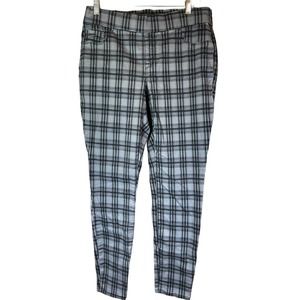Nine West Heidi Jean Womens Sz 8 Black Gray Plaid Cropped Skinny Pull On Stretch